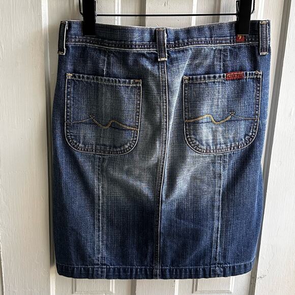 7 For All Mankind Denim Skirt Front Slit - Picture 7 of 9